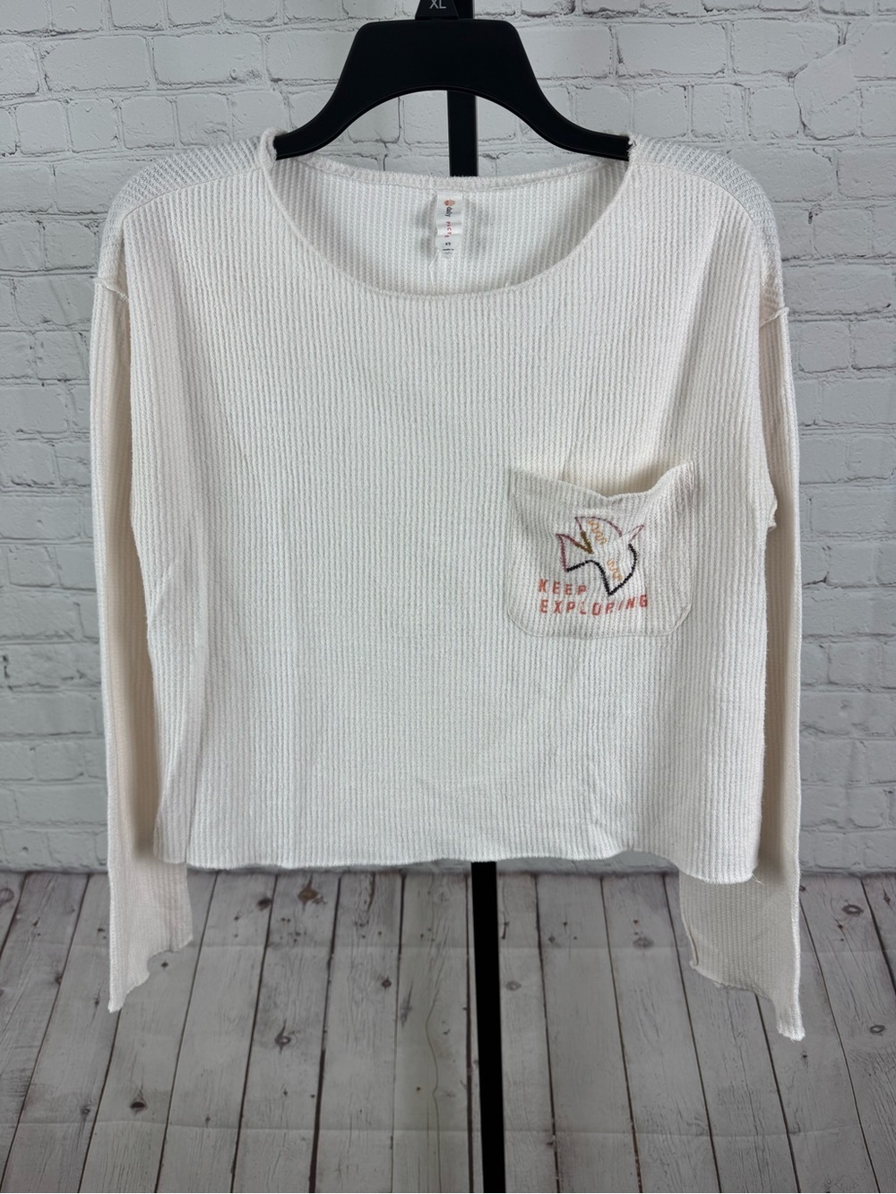 Daily Practice Anthropologie Keep Exploring Waffle Knit Crop Top Off White XS